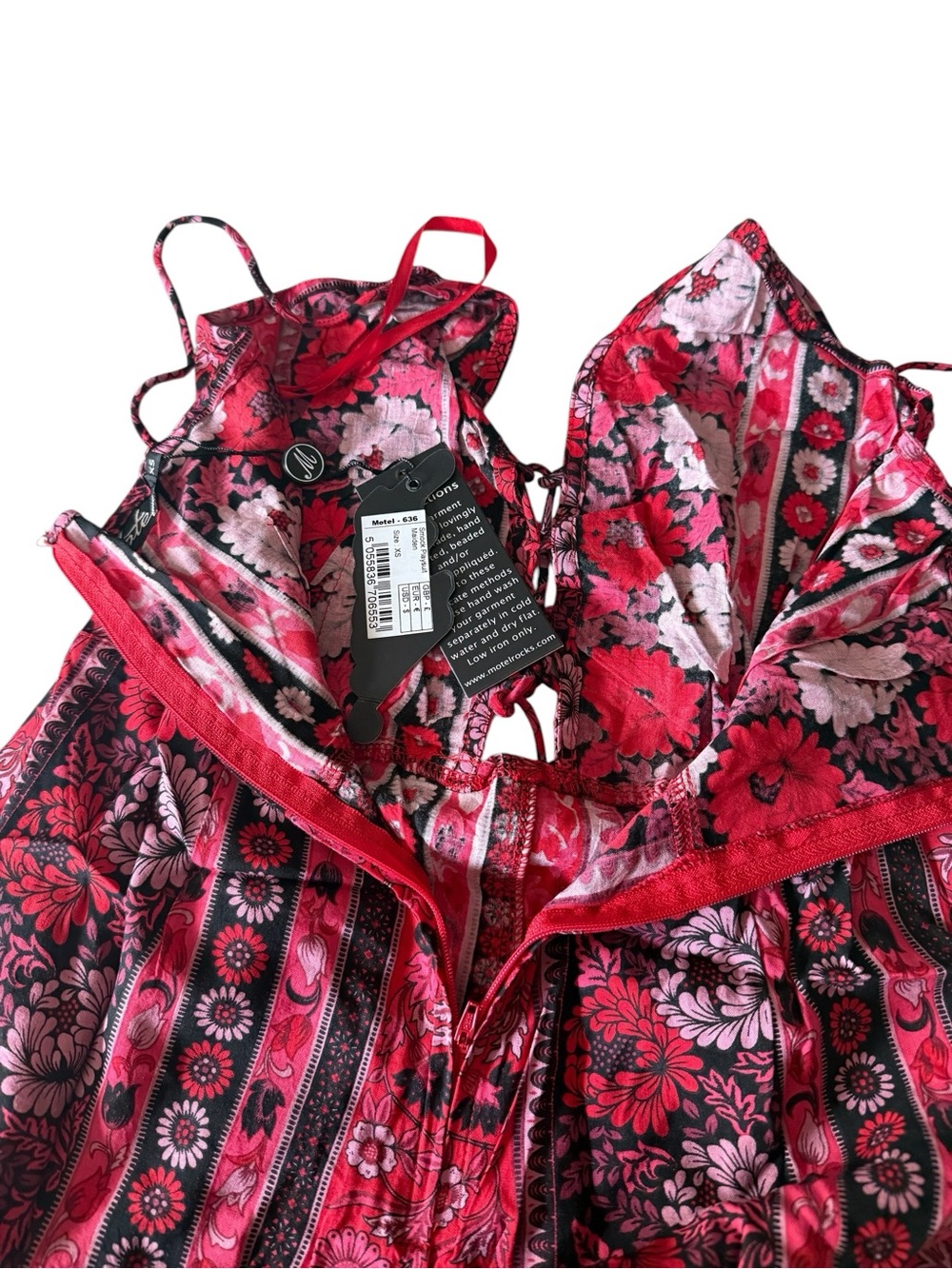 Motel Rocks Red Floral Print Strappy Romper - Picture 10 of 15